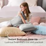 Bedsure Satin Pillowcases, Similar to Silk Pillow Cases Queen Size Set of 2, Cooling Pillow Case for Sleeping Women with Envelope Closure, Gifts for Women Men, Beige, 20x30 Inches, 2pcs