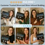 Bamboo Viscose & Silk Blended Silver Infused Queen Bed Sheets, 10% Silver for Permanent Self-Purifying & Clear Skin & Acne-Prone, Cooling Sheets Bedding for Hot Sleepers, Natural Odor Control Sheets