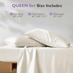 Bamboo Viscose & Silk Blended Silver Infused Queen Bed Sheets, 10% Silver for Permanent Self-Purifying & Clear Skin & Acne-Prone, Cooling Sheets Bedding for Hot Sleepers, Natural Odor Control Sheets