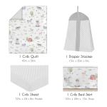 Sweet Jojo Designs 4-Piece Baby Crib Bedding Set (Farm Animals) for Boys or Girls, Infants/Nursery incl. Blanket, Fitted Sheet, Skirt, Diaper Stacker (Chicken, Farmhouse, Barn, Sheep, Horse, Cow, Pig)