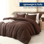 Paxrac Earthy Brown Comforter Queen Size, Neutral 3 Pieces Comforter Set, Lightweight Solid Bedding Set, All Seasons Soft Fluffy Queen Comforter Set (90x90In Comforter & 2 Pillowcases)