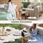 Bedsure GentleSoft 100% Cotton Large Throw Blanket for Couch 50x70 inches - Breathable and Lightweight, Soft Cozy Herringbone Woven Cotton Throw for Summer Spring, Linen Beige Office Chair Blanket