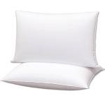 Gooeb Flat Ultra Thin Bed Pillows Standard/Queen Size Pillow Set of 2 Extra Soft Down Alternative for Stomach Back Sleeping White