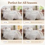 JOLLYVOGUE White Comforters Queen Size, 3 Pieces Ruffle Seersucker Queen Comforter Set for All Season, Lightweight Soft Shabby Chic Bedding Sets for Women（1 Comforter, 2 Pillowshams）
