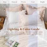 JOLLYVOGUE White Comforters Queen Size, 3 Pieces Ruffle Seersucker Queen Comforter Set for All Season, Lightweight Soft Shabby Chic Bedding Sets for Women（1 Comforter, 2 Pillowshams）