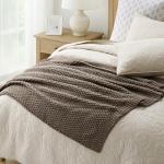 EVERGRACEHOME Chunky Chenille Knit Throw Blanket for Couch, Soft Luxurious Moss Stitch Blankets for Bed, Cozy Decorative Farmhouse Knitted Throws for Sofa, Mocha Brown, 50" x 60"