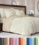 Duvet Cover Queen Size Set - Extra Soft Queen Size Duvet Cover 90 x 90 with 2 Pillow Shams - Hotel Luxury Easy Care & Fade Free w/Zipper Closures & Ties - Comfy Breathable Bedding Set (Beige Stripes)