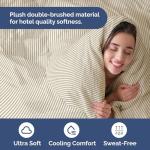 Duvet Cover Queen Size Set - Extra Soft Queen Size Duvet Cover 90 x 90 with 2 Pillow Shams - Hotel Luxury Easy Care & Fade Free w/Zipper Closures & Ties - Comfy Breathable Bedding Set (Beige Stripes)