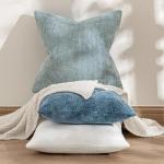 MIULEE Pack of 2 Blue Throw Pillow Covers 18x18 Inch Coastal Summer Modern Boho Accent Decorative Pillow Covers Soft Chenille Farmhouse Cushion Covers for Home Decor Couch Bed Sofa Living Room