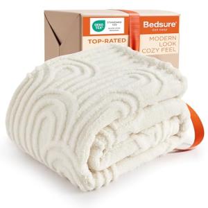 Bedsure GentleSoft Cozy Throw Blanket for Couch - Soft Summer Boho Blankets for Women, Fuzzy Fleece Throw for Beds, Boho Home Room Decor Aesthetic, Gifts for Women Teen Girl, Off White, 50x60 Inches