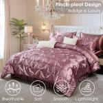 Bedbay Satin Comforter Set Queen Size,Satin Bed Sheets 10-Piece,Silk Like Queen Bed Set,Bean Paste Room Bed in a Bag,Pinch Pleat Bedding Set,Soft Silky Pintuck Luxury Comforter Set with Sheet Set