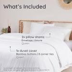 Bambaw 100% Viscose Derived from Bamboo Duvet Cover Queen Size – 3 Pieces Cooling Duvet Cover Queen Set, Soft Duvet Cover Queen Size, Breathable Duvet Cover Set, Soft Bedding Set, No Comforter (White)