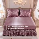 Bedbay Satin Comforter Set Queen Size,Satin Bed Sheets 10-Piece,Silk Like Queen Bed Set,Bean Paste Room Bed in a Bag,Pinch Pleat Bedding Set,Soft Silky Pintuck Luxury Comforter Set with Sheet Set