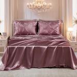 Bedbay Satin Comforter Set Queen Size,Satin Bed Sheets 10-Piece,Silk Like Queen Bed Set,Bean Paste Room Bed in a Bag,Pinch Pleat Bedding Set,Soft Silky Pintuck Luxury Comforter Set with Sheet Set