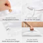 Bambaw 100% Viscose Derived from Bamboo Duvet Cover Queen Size – 3 Pieces Cooling Duvet Cover Queen Set, Soft Duvet Cover Queen Size, Breathable Duvet Cover Set, Soft Bedding Set, No Comforter (White)