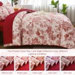 DJY Queen Size Comforter Sets, Red 7 Pieces Bed in a Bag Queen Botanical Comforters with Sheets Elegant Plants Print Christmas Soft Microfiber Reversible Complete Bedding Sets for All Season