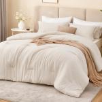 Love's cabin Beige Full Comforter Set, 3-Piece Prewashed Bed Set with 1 Comforter (79 x 90 in) & 2 Pillowcases, Lightweight & Breathable for All Seasons