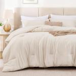 Love's cabin Beige Full Comforter Set, 3-Piece Prewashed Bed Set with 1 Comforter (79 x 90 in) & 2 Pillowcases, Lightweight & Breathable for All Seasons