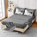 Dobuyly Grey Queen Comforter Set 7 Piece Bed in a Bag, Gray Floral Printed on White Comforter Set with Sheets, Soft Microfiber Botanical Farmhouse Bedding Set for All Season