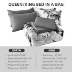 Dobuyly Grey Queen Comforter Set 7 Piece Bed in a Bag, Gray Floral Printed on White Comforter Set with Sheets, Soft Microfiber Botanical Farmhouse Bedding Set for All Season