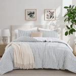 Oli Anderson 100% Cotton Waffle Comforter Set King Size, 3 Pieces Lightweight Breathable All Season Bed Comforter, Soft Skin-Friendly Blanket for Bedroom Guest Room, Machine Washable, Green