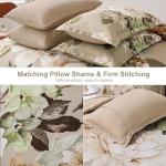 Dintszyayue Khaki Floral Comforter Set Queen Size 7 Pieces Bed in a Bag, Khaki Flower Bedding Set Soft Comforter Set for All Season with Flat Sheet, Fitted Sheet, Pillowcases & Shams