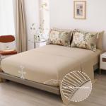 Dintszyayue Khaki Floral Comforter Set Queen Size 7 Pieces Bed in a Bag, Khaki Flower Bedding Set Soft Comforter Set for All Season with Flat Sheet, Fitted Sheet, Pillowcases & Shams