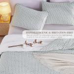 Oli Anderson 100% Cotton Waffle Comforter Set King Size, 3 Pieces Lightweight Breathable All Season Bed Comforter, Soft Skin-Friendly Blanket for Bedroom Guest Room, Machine Washable, Green