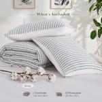 Oli Anderson 100% Cotton Waffle Comforter Set King Size, 3 Pieces Lightweight Breathable All Season Bed Comforter, Soft Skin-Friendly Blanket for Bedroom Guest Room, Machine Washable, Green