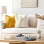 MIULEE Faux Fur Decorative Throw Pillow Covers 18x18 Inch Set of 2, Modern Spring Home Decor Soft Plush Couch Pillows Cozy Fluffy Cushion Covers for Sofa Bed Beige