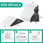 Bambulex 4PCS Wedge Pillow Set for After Surgery, Orthopedic Bed Wedge Pillow for Back Pain Relief, Sitting Up in Bed, Acid Reflux, Adjustable Post Surgery Pillows for GERD, Snoring, White/Grey