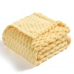 Vessia Flannel Fleece Throw Blanket(50x70 inch), 3D Jacquard Light Yellow Fuzzy and Warm Blanket for Couch,Sofa,Bed,Chair, 300GSM Super Soft Touch Cozy Lightweight Throw for All-Season Home Decor