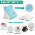 Bambulex 4PCS Wedge Pillow Set for After Surgery, Orthopedic Bed Wedge Pillow for Back Pain Relief, Sitting Up in Bed, Acid Reflux, Adjustable Post Surgery Pillows for GERD, Snoring, White/Grey