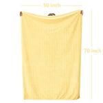 Vessia Flannel Fleece Throw Blanket(50x70 inch), 3D Jacquard Light Yellow Fuzzy and Warm Blanket for Couch,Sofa,Bed,Chair, 300GSM Super Soft Touch Cozy Lightweight Throw for All-Season Home Decor