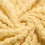 Vessia Flannel Fleece Throw Blanket(50x70 inch), 3D Jacquard Light Yellow Fuzzy and Warm Blanket for Couch,Sofa,Bed,Chair, 300GSM Super Soft Touch Cozy Lightweight Throw for All-Season Home Decor