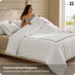 Bedsure 100% Cotton Percale Duvet Cover Queen, Luxury Hotel Duvet Cover, White Comforter Cover with Embroidery, PureWoven Breathable & Lightweight Bedding Set for All Season, 3 Pieces, 90"x90"