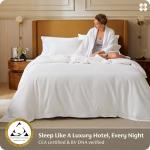 Bedsure 100% Giza Egyptian Cotton Duvet Cover Queen Size, CEA Certified Luxury Hotel Duvet Cover, PureWoven Soft & Breathable Sateen Bedding Set for All-Season, 3 Pieces, 90"x90" (White)