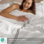 Bedsure 100% Cotton Percale Duvet Cover Queen, Luxury Hotel Duvet Cover, White Comforter Cover with Embroidery, PureWoven Breathable & Lightweight Bedding Set for All Season, 3 Pieces, 90"x90"