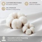 Bedsure 100% Giza Egyptian Cotton Duvet Cover Queen Size, CEA Certified Luxury Hotel Duvet Cover, PureWoven Soft & Breathable Sateen Bedding Set for All-Season, 3 Pieces, 90"x90" (White)