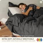 Bedsure 100% Organic Cotton Duvet Cover King Size - GOTS Certified, Luxury PureWoven Duvet Cover Set with Zipper, Ultra-Soft Breathable Bedding Set for Home Hotel(Dark Grey, 104"x90") 2 Pillowcases