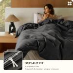 Bedsure 100% Organic Cotton Duvet Cover King Size - GOTS Certified, Luxury PureWoven Duvet Cover Set with Zipper, Ultra-Soft Breathable Bedding Set for Home Hotel(Dark Grey, 104"x90") 2 Pillowcases