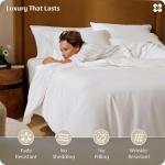 Bedsure 100% Giza Egyptian Cotton Duvet Cover Queen Size, CEA Certified Luxury Hotel Duvet Cover, PureWoven Soft & Breathable Sateen Bedding Set for All-Season, 3 Pieces, 90"x90" (White)