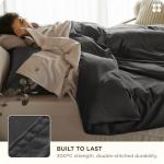 Bedsure 100% Organic Cotton Duvet Cover King Size - GOTS Certified, Luxury PureWoven Duvet Cover Set with Zipper, Ultra-Soft Breathable Bedding Set for Home Hotel(Dark Grey, 104"x90") 2 Pillowcases