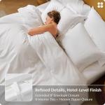 Bedsure 100% Giza Egyptian Cotton Duvet Cover Queen Size, CEA Certified Luxury Hotel Duvet Cover, PureWoven Soft & Breathable Sateen Bedding Set for All-Season, 3 Pieces, 90"x90" (White)