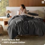 Bedsure 100% Organic Cotton Duvet Cover King Size - GOTS Certified, Luxury PureWoven Duvet Cover Set with Zipper, Ultra-Soft Breathable Bedding Set for Home Hotel(Dark Grey, 104"x90") 2 Pillowcases