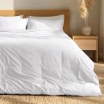 Bare Home 100% Organic Cotton King Duvet Cover Set - Crisp Percale Weave - Lightweight & Breathable - Cooling Duvet Cover Set (King, White)