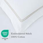 Dreamology White Duvet Cover Luxury Hotel Quality Bedding Set 100% Cotton Embroidered Duvet Covers with 2 Pillow Shams Hypoallergenic Zipper Closure 3 Pieces Duvet Set (Gold T-200, Queen)