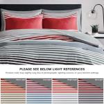 Comfort Spaces Comforter Sets with Sheets - Bed in a Bag 9 Pieces Teen Bedding Sets , Red and Grey Stripes Bedding Full, College Full Bed Set with 2 Side Pockets Bedroom Organizer
