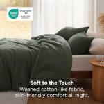 Bedsure Queen Comforter Set Olive Green, Soft Prewashed Queen Size Bedding, Quilted Comforter with Clover Design, Down Alternative Comforter for All Seasons, 3 Pieces Bed Set with 2 Pillow Shams