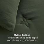 Bedsure Queen Comforter Set Olive Green, Soft Prewashed Queen Size Bedding, Quilted Comforter with Clover Design, Down Alternative Comforter for All Seasons, 3 Pieces Bed Set with 2 Pillow Shams